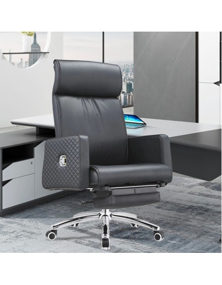 Reclinable Office ChairLeather Leisure Lunch ChairWith FootrestBoss ChairLift ChairHome Computer Chair